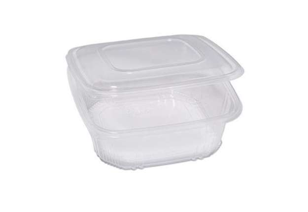 Immagine di Contenitori in PP - con coperchio incernierato - 21,5 x 21,5 x 6,9 cm - Europack - conf. 50 pezzi