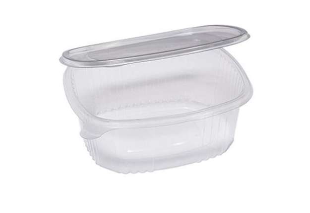 Immagine di Contenitori ovali in PET - con coperchio incernierato - 22,5 x 19,2 x 7,7 cm - Europack - conf. 50 p