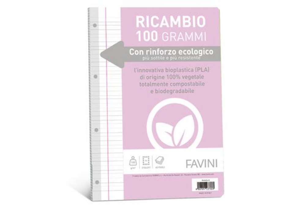 Immagine di Ricambi c/rinforzo ecologico - A4 - 100 gr - 40 fg - rigo di 1a - Favini