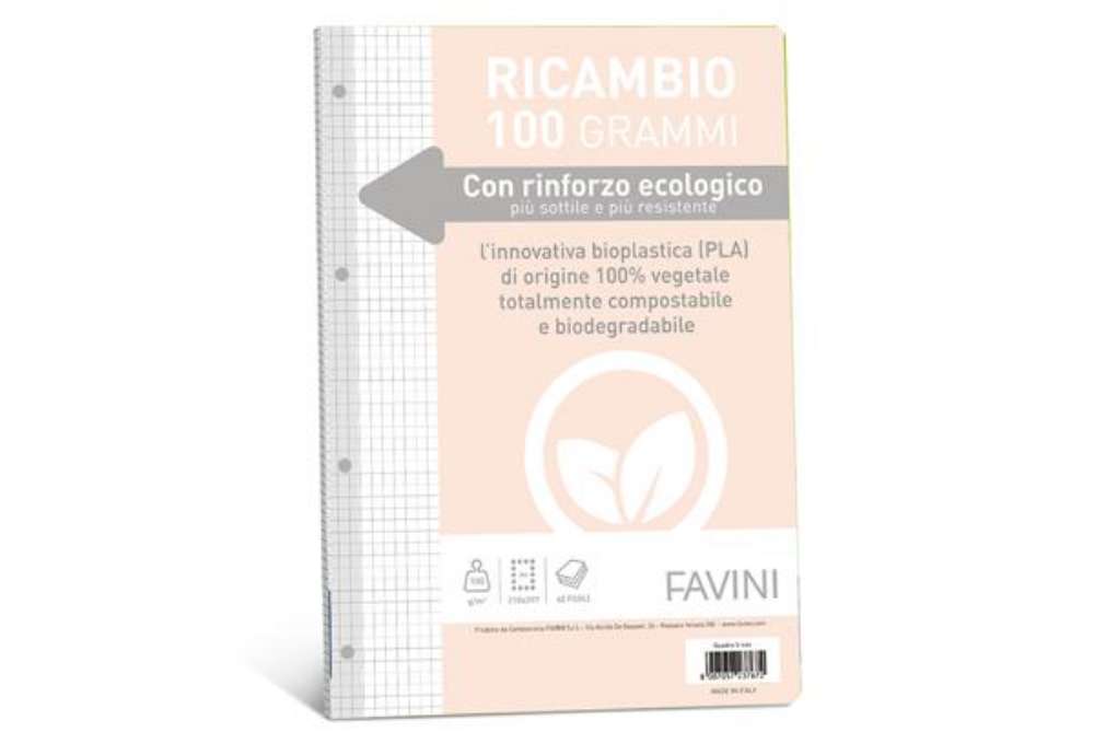 Immagine di Ricambi forati riforzati ecologico - A4 - 5mm - 100 gr - Favini - conf. 40 pezzi