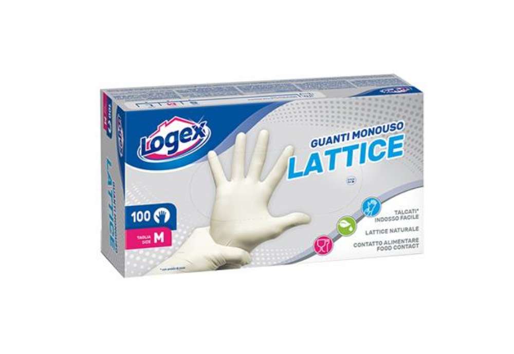 Immagine di Guanti monouso in lattice - tg. M - Logex Professional - scatola 100 pezzi