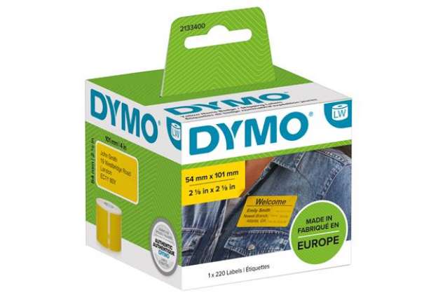 Immagine di Rotolo 220 etichette LW 2133400 - 54 x 101 mm - carta - spedizione/badge - giallo - Dymo