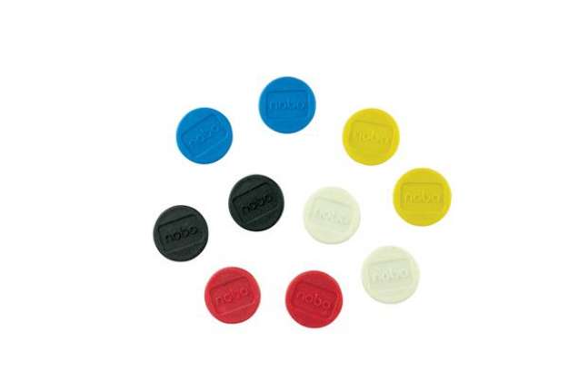 Immagine di Magneti - diametro 1,3 cm - colori assortiti - Nobo - conf. 10 pezzi