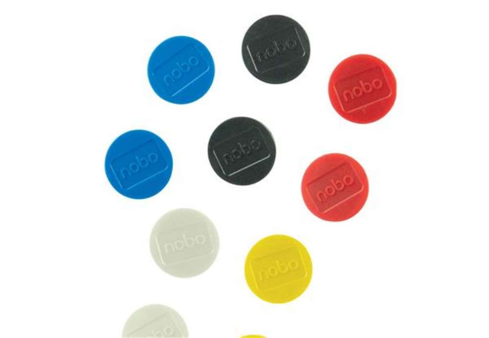 Immagine di Magneti - diametro 3,2 cm - colori assortiti - Nobo - conf. 10 pezzi