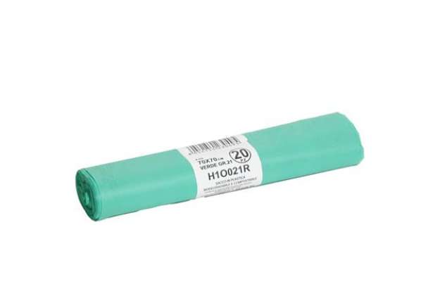 Immagine di Sacchi bio - 70x70 cm - 70 L - 18 micron - verde - conf. 20 pezzi
