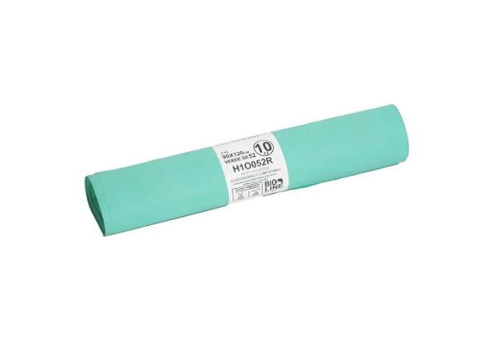 Immagine di Sacchi bio - 90 x 120 cm - 120 L - 19 micron - verde - conf. 10 pezzi