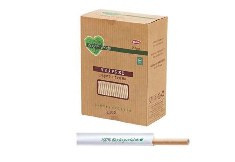 Immagine di Cannucce kraft imbustate bio - 21 cm - Leone - conf. 250 pezzi