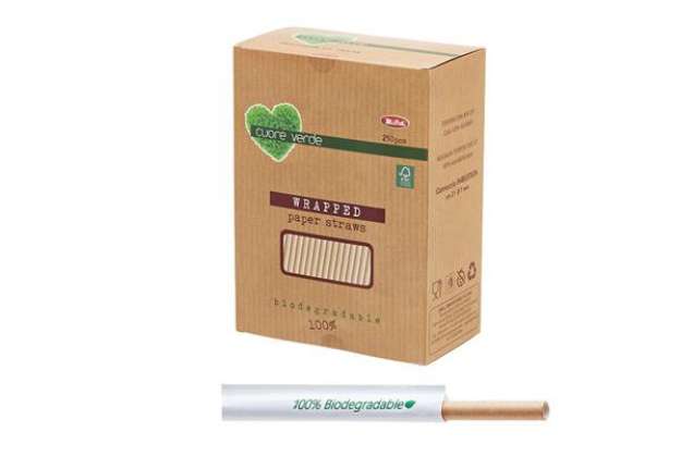 Immagine di Cannucce kraft imbustate bio - 21 cm - Leone - conf. 250 pezzi