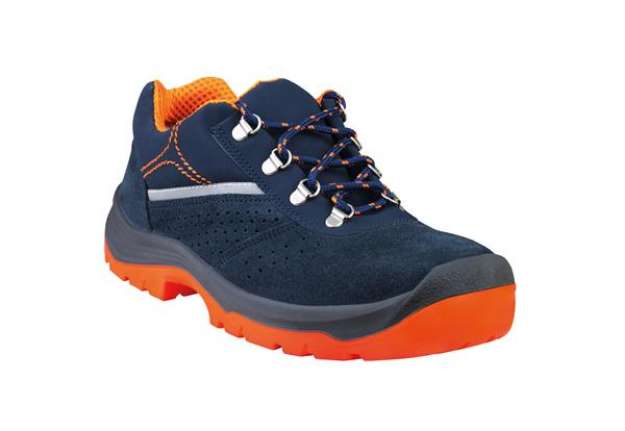 Immagine di Calzatura di sicurezza Rimini 4 S1P SRC - pelle scamosciata perforata - numero 37 - blu/arancio - De
