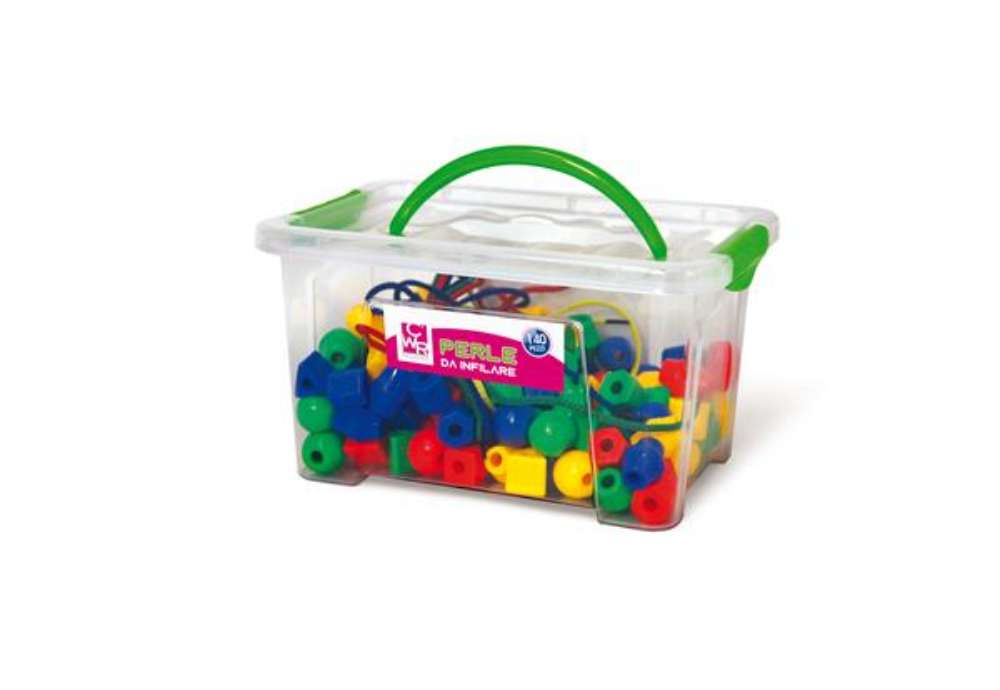 Immagine di Perle in plastica - 2 cm - colori e forme assortiti - CWR - bauletto 140 pezzi