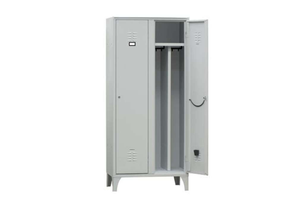 Immagine di Armadio spogliatoio in metallo - 2 vani - con divisorio - 80 x 50 x 180 cm - grigio - Fasma