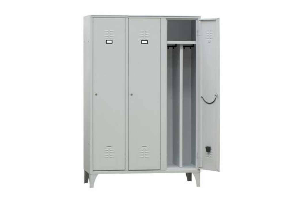 Immagine di Armadio spogliatoio in metallo - 3 vani - con divisorio - 120 x 50 x 180 cm - grigio - Fasma
