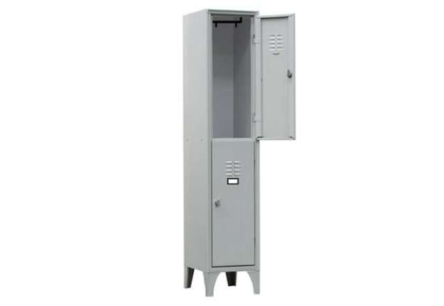 Immagine di Armadio spogliatoio in metallo - 2 vani sovrapposti - 30 x 50 x 180 cm - grigio - Fasma