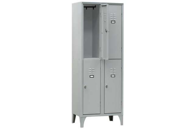 Immagine di Armadio spogliatoio in metallo - 4 vani sovrapposti - 60 x 50 x 180 cm - grigio - Fasma