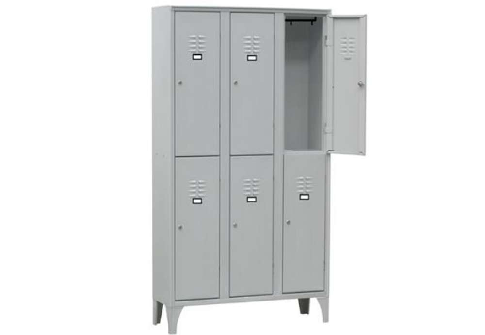 Immagine di Armadio spogliatoio in metallo - 6 vani sovrapposti - 90 x 50 x 180 cm - grigio - Fasma