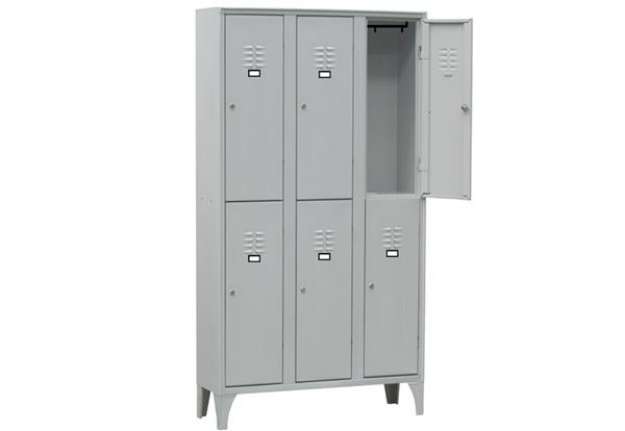 Immagine di Armadio spogliatoio in metallo - 6 vani sovrapposti - 90 x 50 x 180 cm - grigio - Fasma
