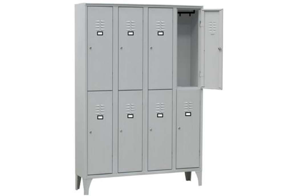 Immagine di Armadio spogliatoio in metallo - 8 vani sovrapposti - 120 x 50 x 180 cm - grigio - Fasma