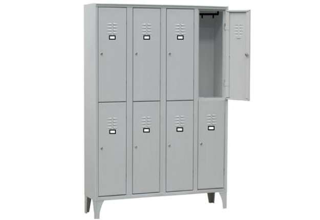 Immagine di Armadio spogliatoio in metallo - 8 vani sovrapposti - 120 x 50 x 180 cm - grigio - Fasma