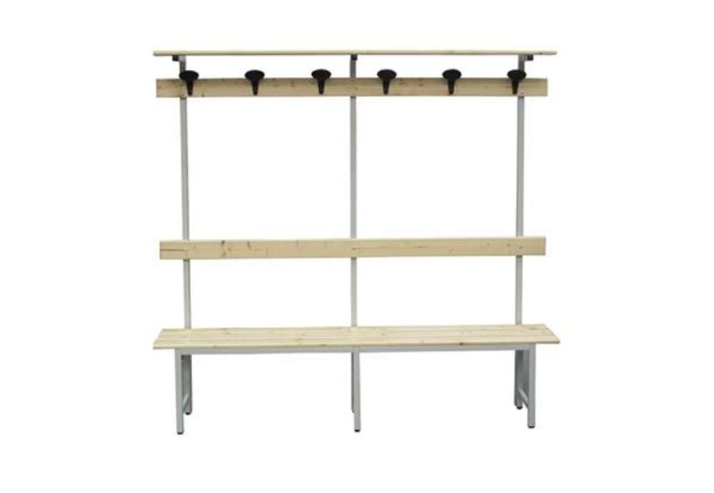 Immagine di Panca spogliatoio - con alzata - 6 posti - 200 x 40 x185 cm - legno - Fasma