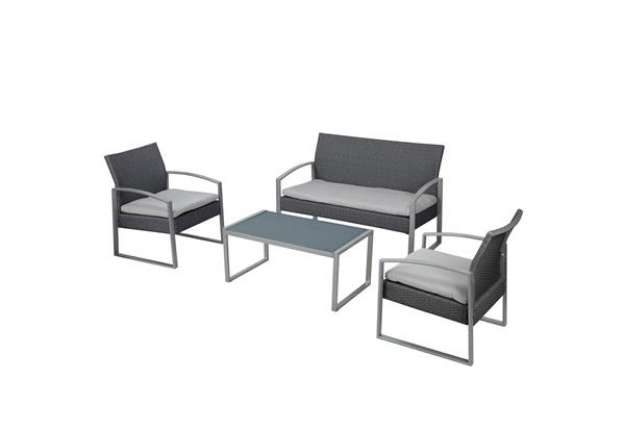 Immagine di Salotto Alicante - nero/grigio - Garden Friend - set 4 elementi