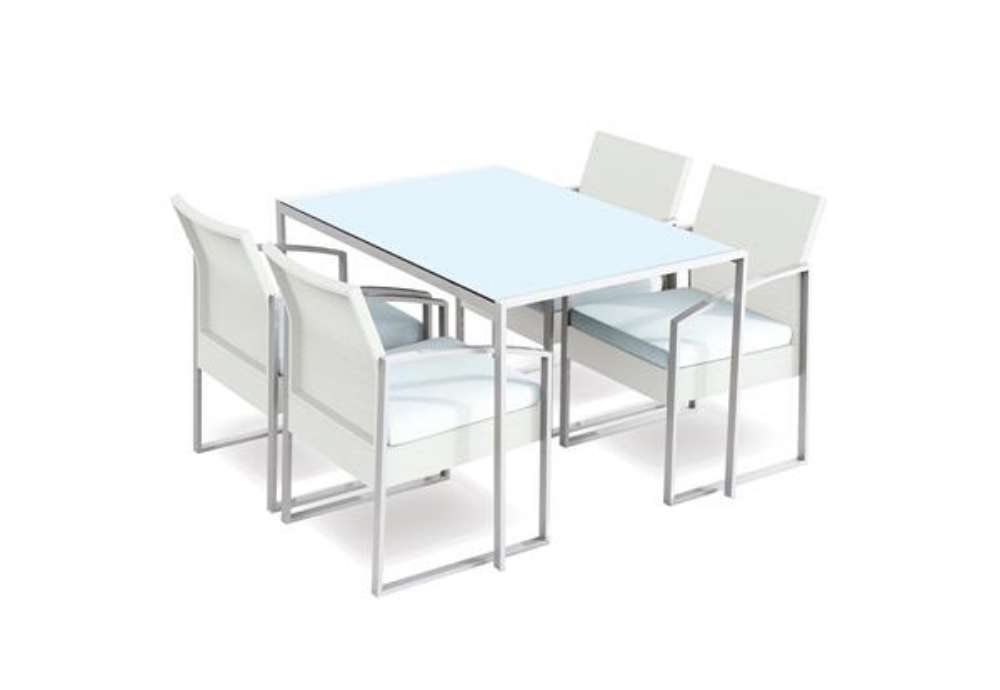 Immagine di Set pranzo Bilbao - bianco/grigio - Garden Friend - set 5 elementi