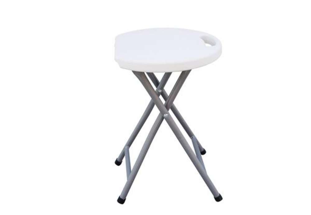 Immagine di Sgabello Horeca - pieghevole - 44 x 30 x 30 cm - acciaio/HDPE - bianco - Garden Friend