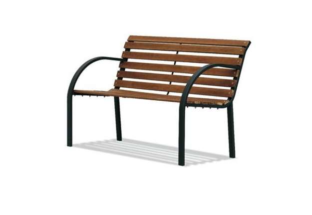Immagine di Panca da giardino Parco - 80 x 62 x 122 cm - acciaio/legno - nero - Garden Friend