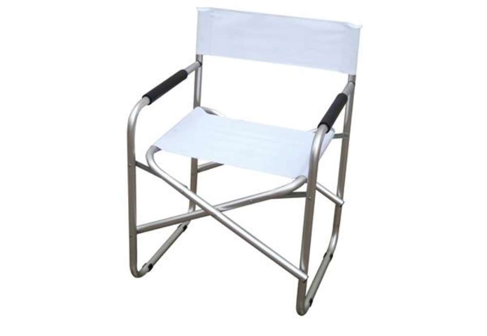 Immagine di Sedia pieghevole Regista - 79 x 47 x 57 cm - alluminio/PVC - bianco - Garden Friend