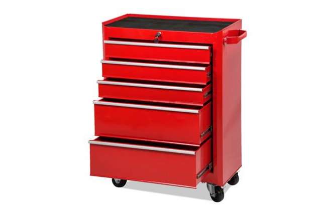 Immagine di Carrello portautensili - con ruote - 5 cassetti - acciaio - rosso - Garden Friend