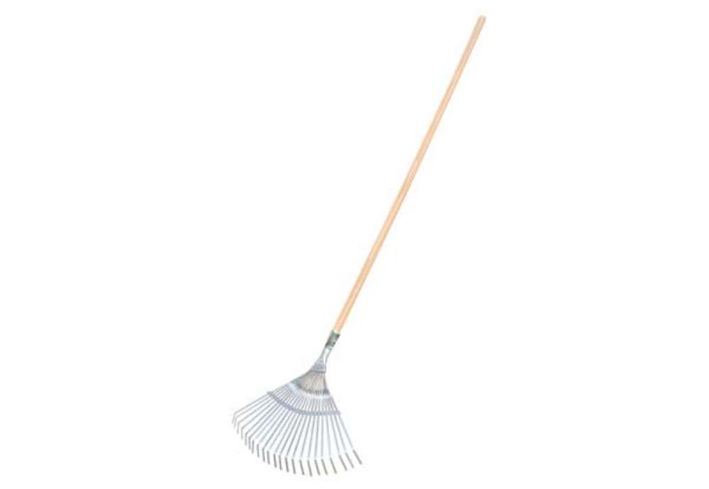 Immagine di Scopa 22 denti - per erba e foglie - manico in legno 120 cm - Verdemax