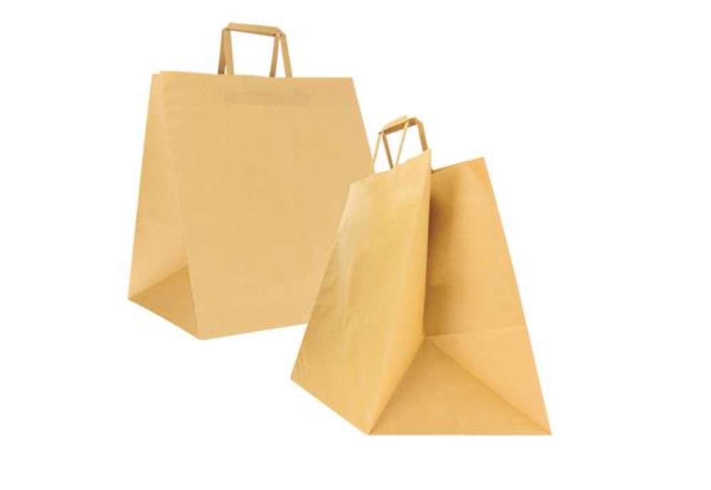 Immagine di Shoppers Flat Maxi - maniglie piattina - 36 x 32 x 36 cm - carta kraft - avana - Mainetti Bags - con