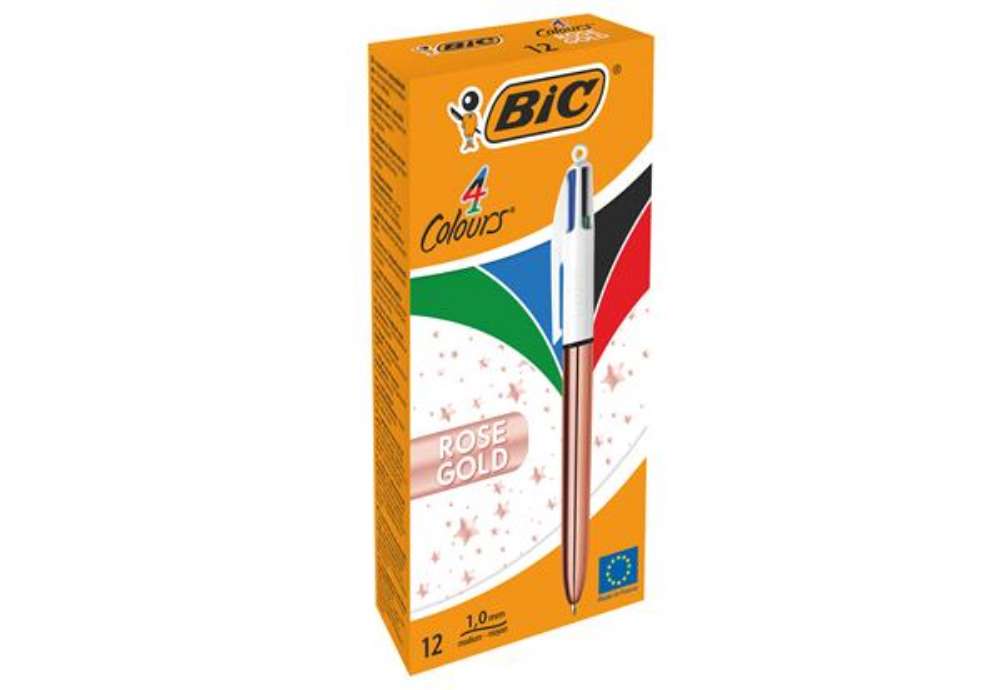 Immagine di Penna a sfera scatto multifunzione 4 Colours Rose - 1,0 mm - Bic - conf. 12 pezzi