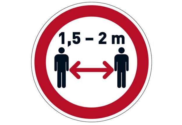 Immagine di Pittogramma adesivo - da terra - "Mantenere la distanza di sicurezza" - diametro 43 cm - Durable