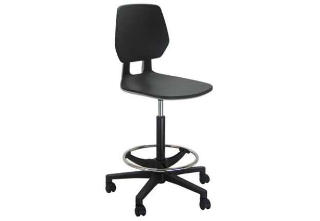 Immagine di Sedia alta tecnigrafo ESOS PG - PPL - con poggiapiedi - nero - Unisit