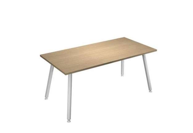 Immagine di Scrivania Skinny Metal - 160 x 80 x H 74,4 cm - bianco / rovere