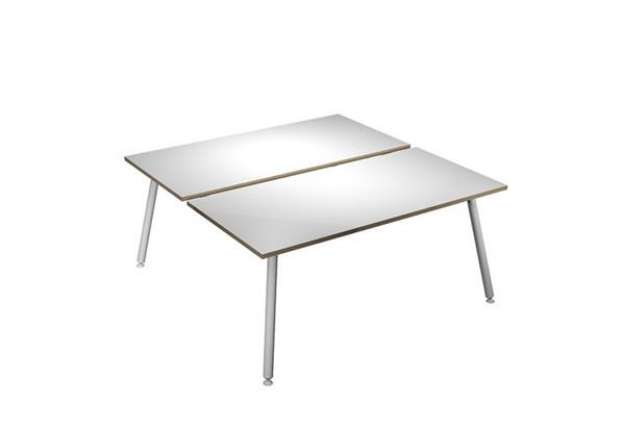 Immagine di Scrivania Skinny Metal a 2 postazioni contrapp. - 120 x 166 cm - bianco