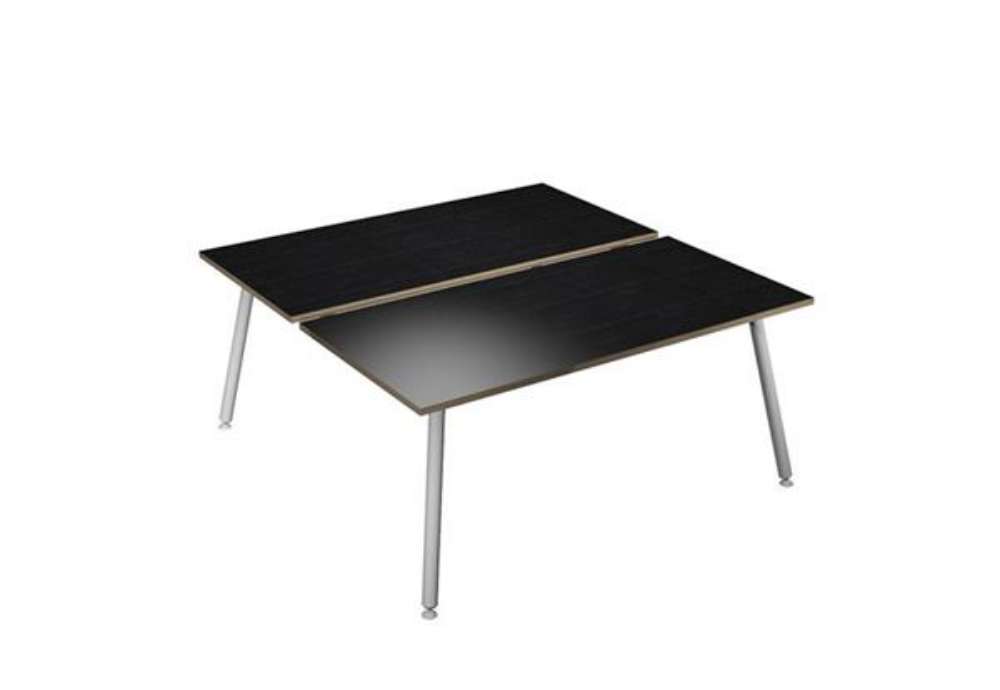 Immagine di Scrivania Skinny Metal a 2 postazioni contrapp. - 120 x 166 cm - bianco / nero venato