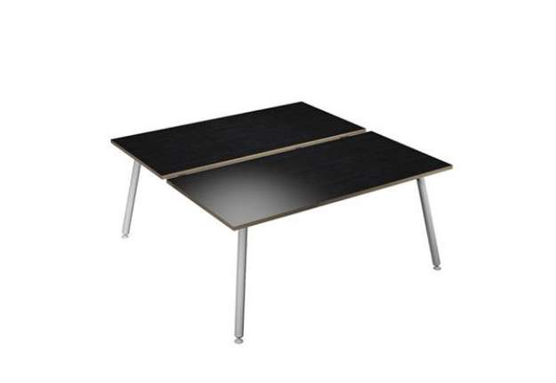 Immagine di Scrivania Skinny Metal a 2 postazioni contrapp. - 120 x 166 cm - bianco / nero venato