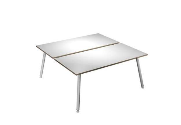 Immagine di Scrivania Skinny Metal a 2 postazioni contrapp. - 140 x 166 cm - bianco
