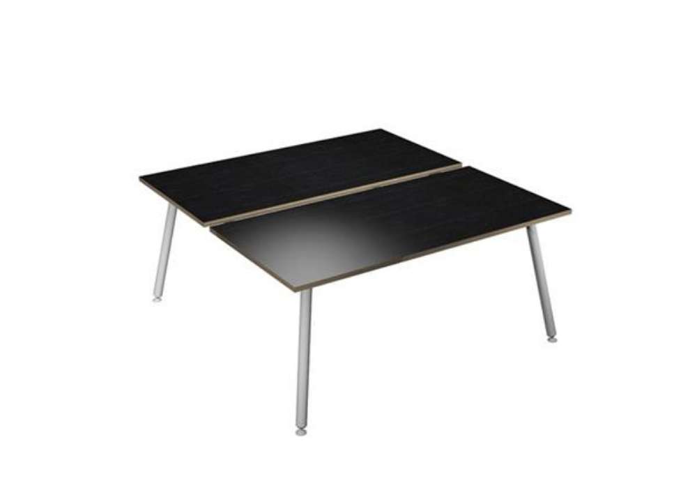 Immagine di Scrivania Skinny Metal a 2 postazioni contrapp. - 140 x 166 cm - bianco / nero venato