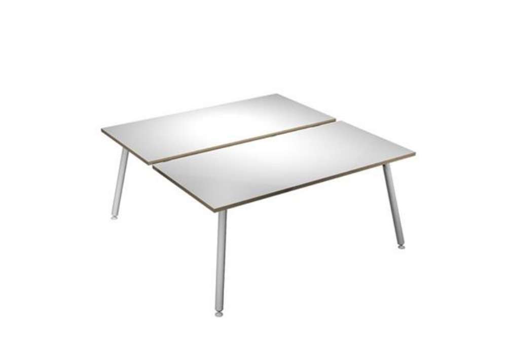 Immagine di Scrivania Skinny Metal a 2 postazioni contrapp. - 160 x 166 cm - bianco