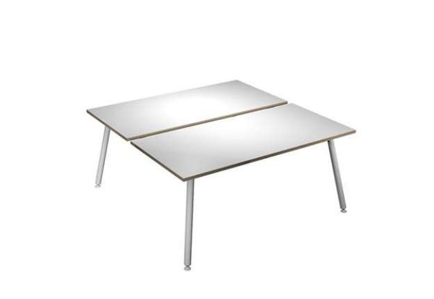 Immagine di Scrivania Skinny Metal a 2 postazioni contrapp. - 160 x 166 cm - bianco