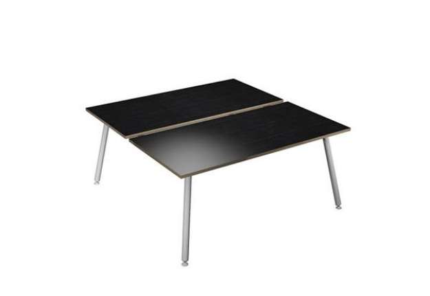 Immagine di Scrivania Skinny Metal a 2 postazioni contrapp. - 160 x 166 cm - bianco / nero venato