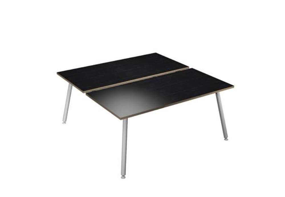 Immagine di Scrivania Skinny Metal a 2 postazioni contrapp. - 180 x 166 cm - bianco / nero venato