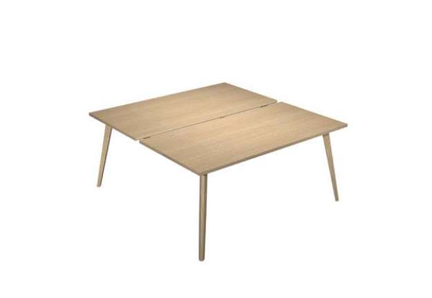 Immagine di Scrivania Woody a 2 postazioni contrap. - 140 x 166 cm - rovere