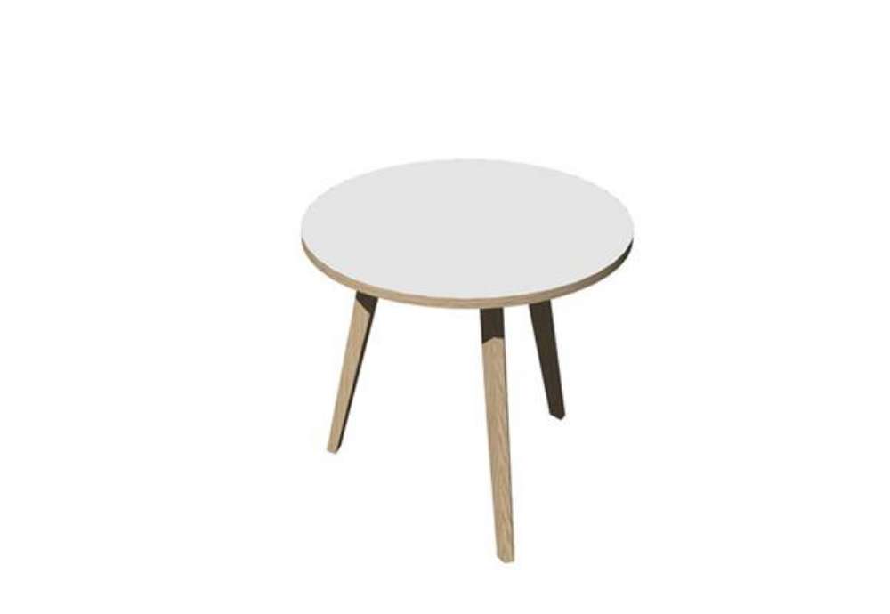 Immagine di Tavolo riunione tondo Woody - diametro 80 cm - rovere / bianco