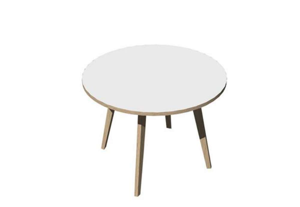 Immagine di Tavolo riunione tondo Woody - diametro 100 cm - rovere / bianco