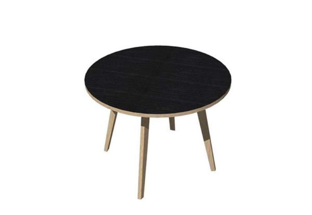 Immagine di Tavolo riunione tondo Woody - diametro 100 cm - rovere / nero venato