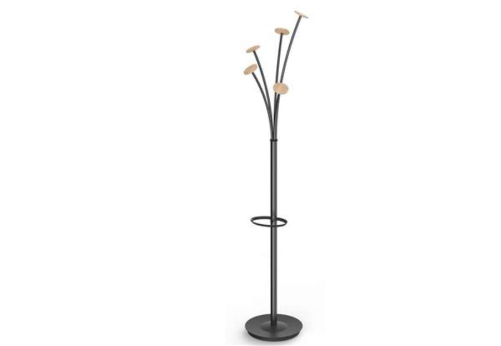 Immagine di Appendiabiti Festival N - 5 posti - 175 cm - nero/legno chiaro - Alba