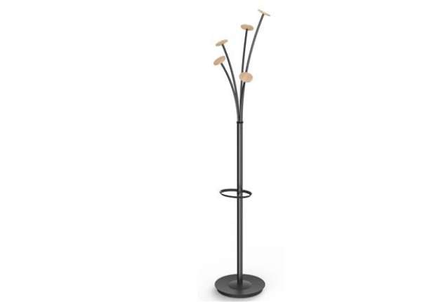 Immagine di Appendiabiti Festival N - 5 posti - 175 cm - nero/legno chiaro - Alba